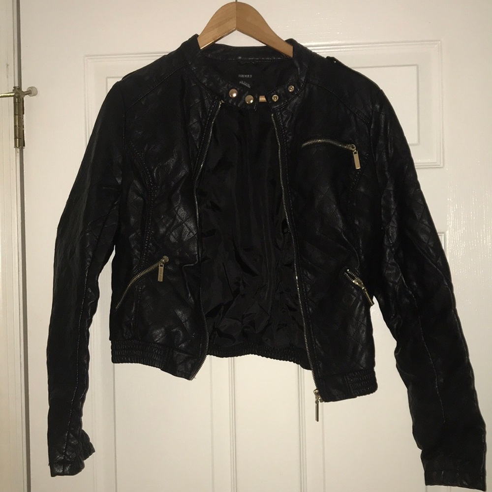FOREVER 21 quilted vegan leather jacket